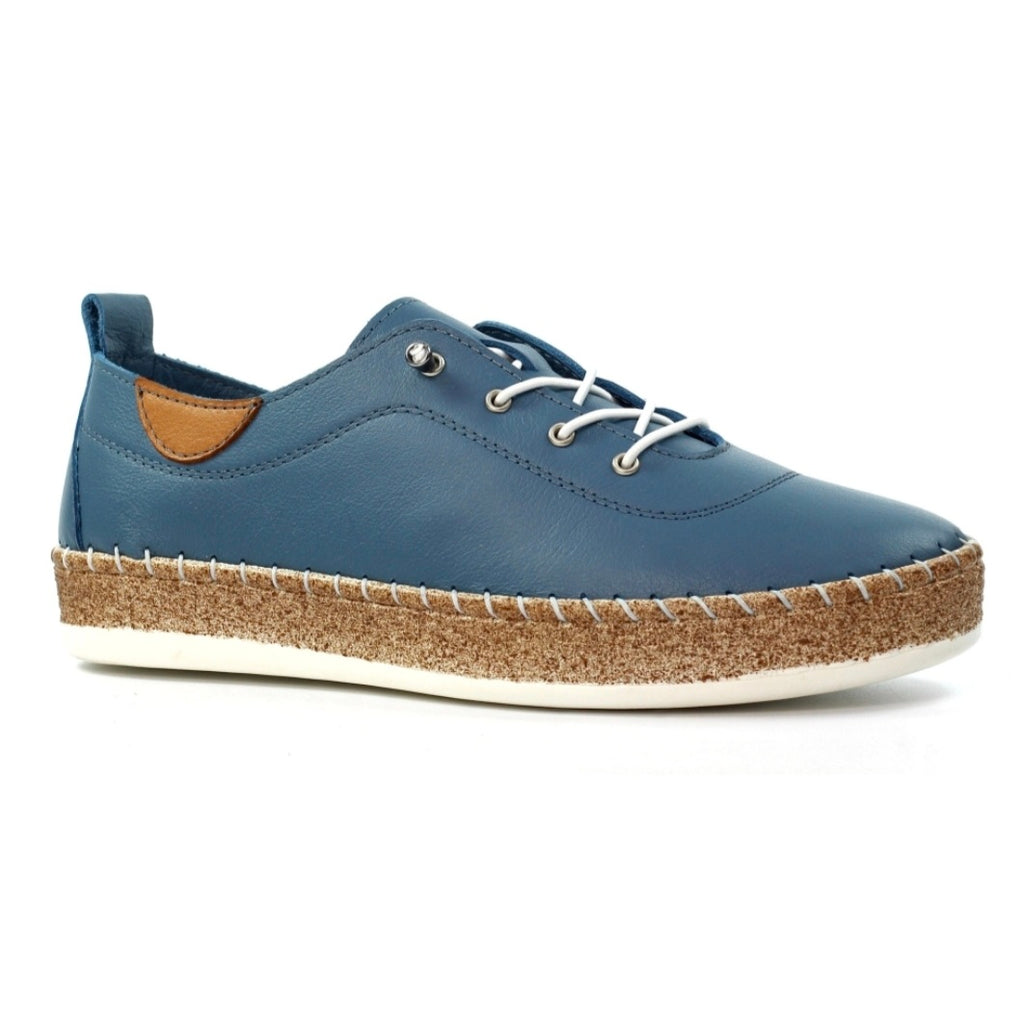 Lunar evie mid blue leather plimsolls