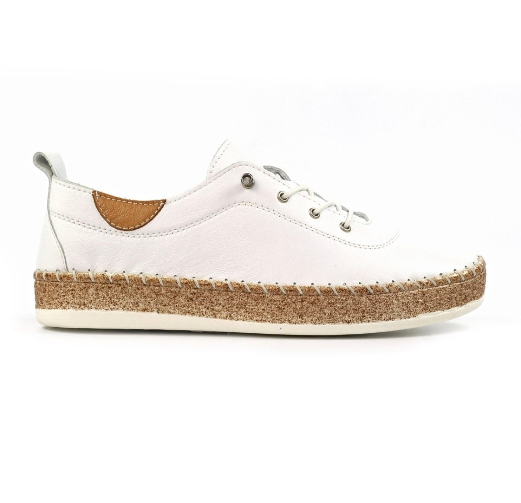 Lunar evie white leather plimsolls