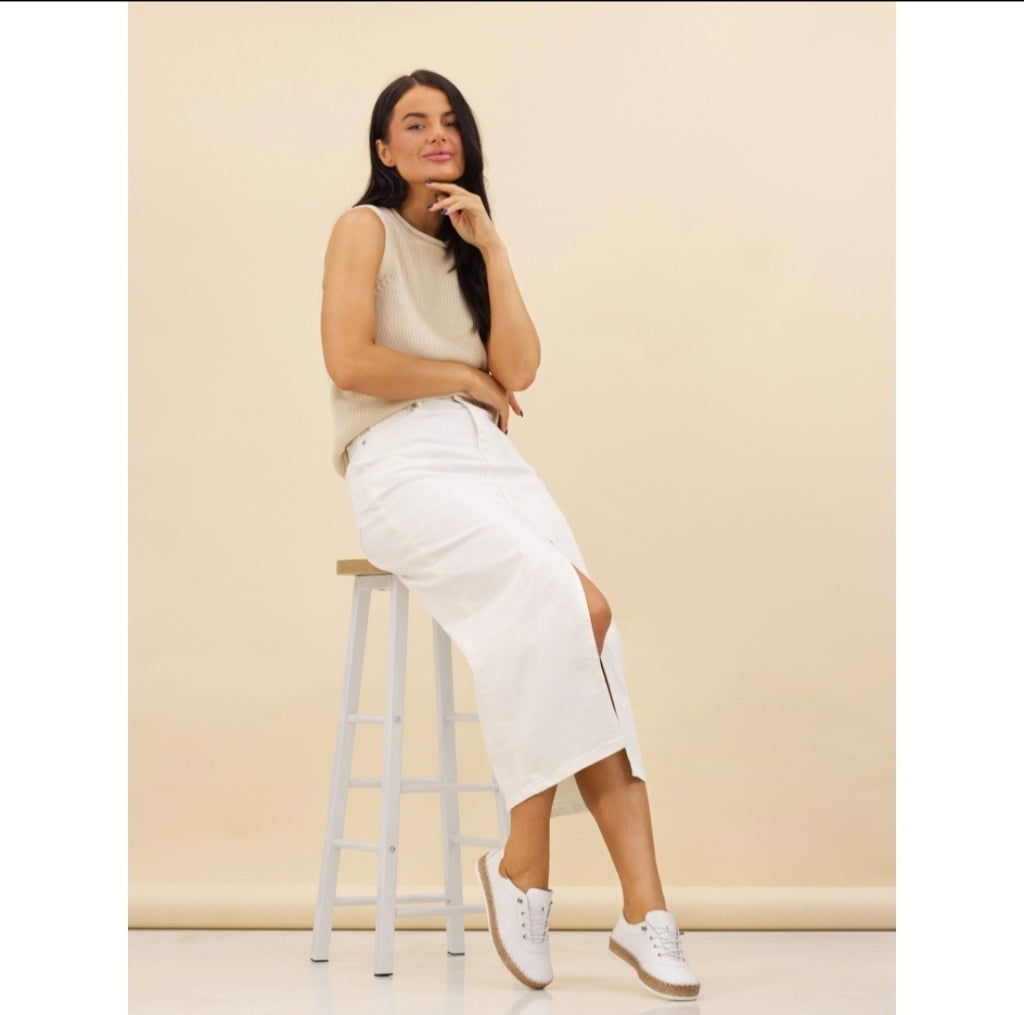 Lunar evie white leather plimsolls