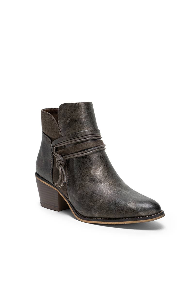 Metallic Ankle Boots with Tied Laces and Pompom (Ref: F6970): Green / 36-41 (223221)