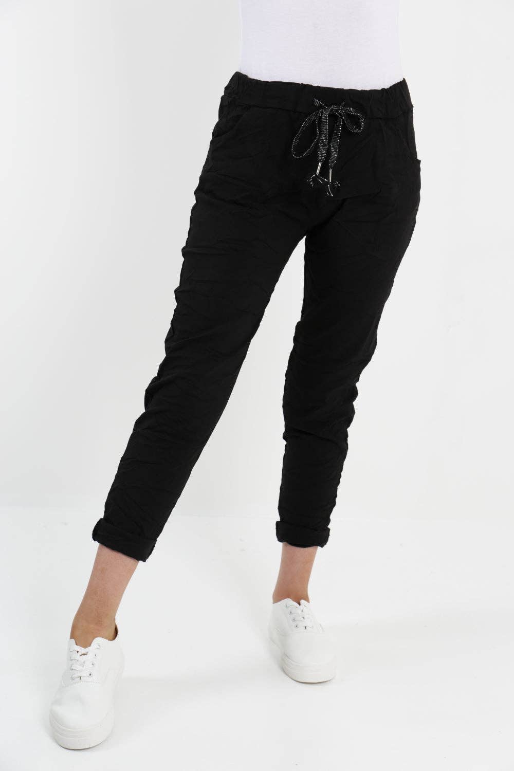 Womens Plain Magic Pants Italian Multi Colours: Khaki / One Size (UK 10-14)