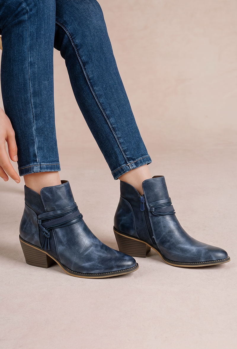 Metallic Ankle Boots with Tied Laces and Pompom (Ref: F6970): Green / 36-41 (223221)