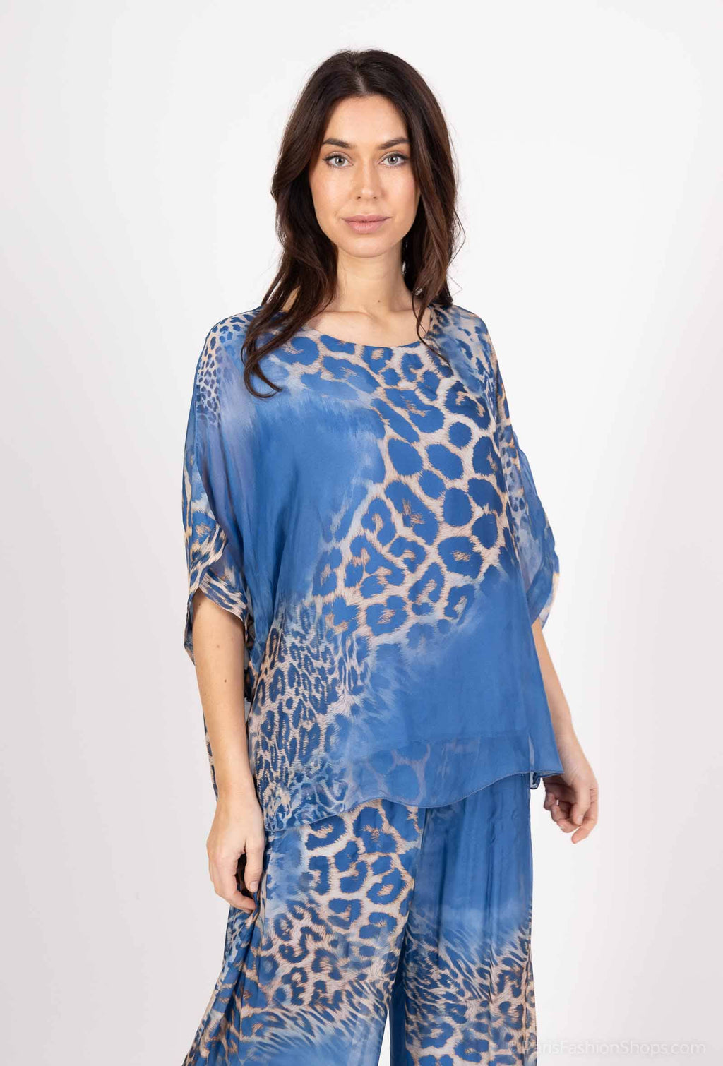 Silk Leopard Top 50491: Jeans