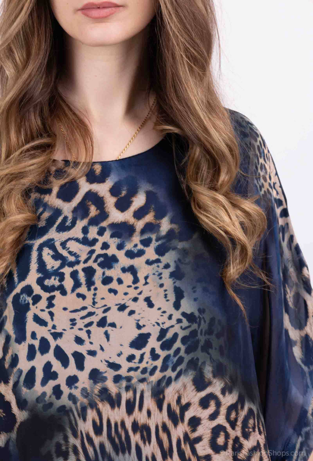Silk Leopard Top 50491: Jeans