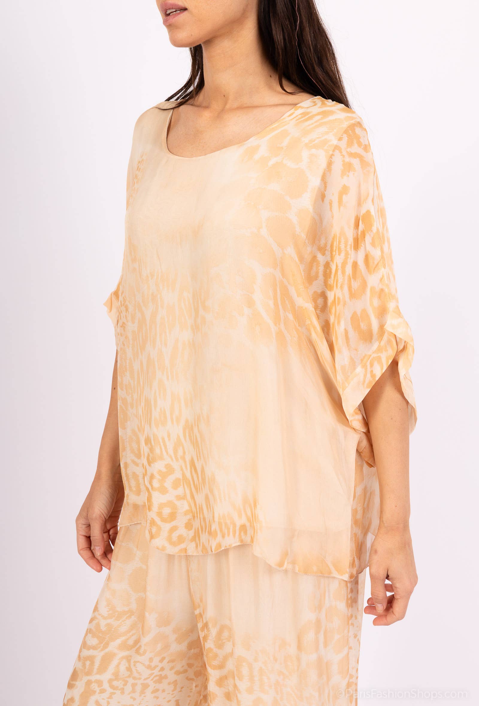 Silk Leopard Top 50491: Jeans