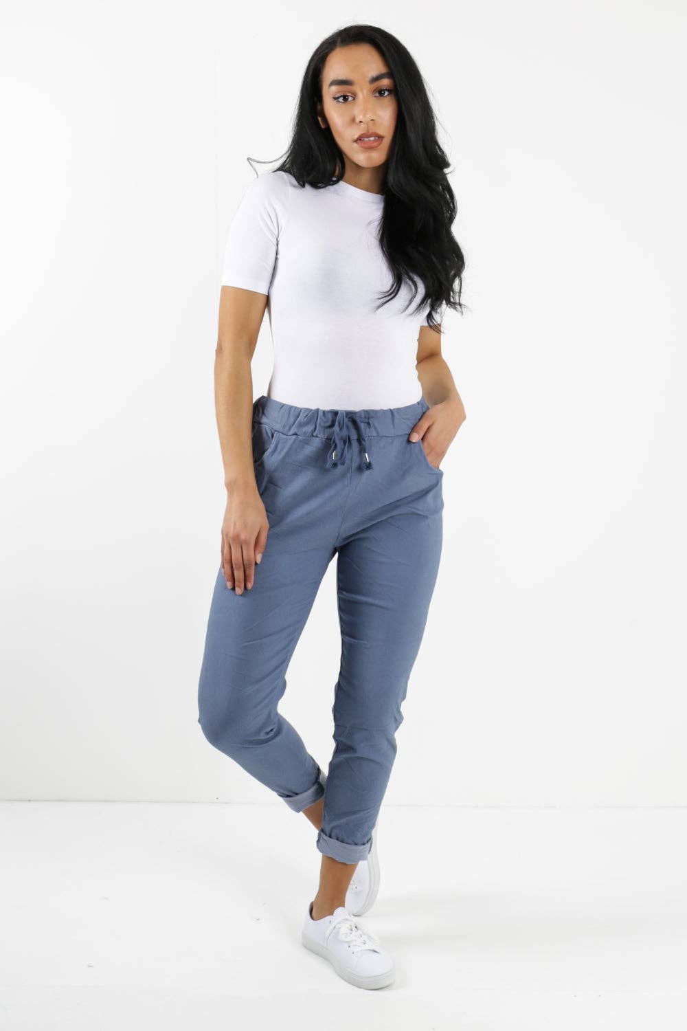 Womens Plain Magic Pants Italian Multi Colours: Chocolate / One Size (UK 10-14)