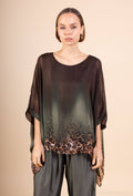 Leopard Print Silk Top 50489: 30% silk 70% viscose / Chocolate / One size