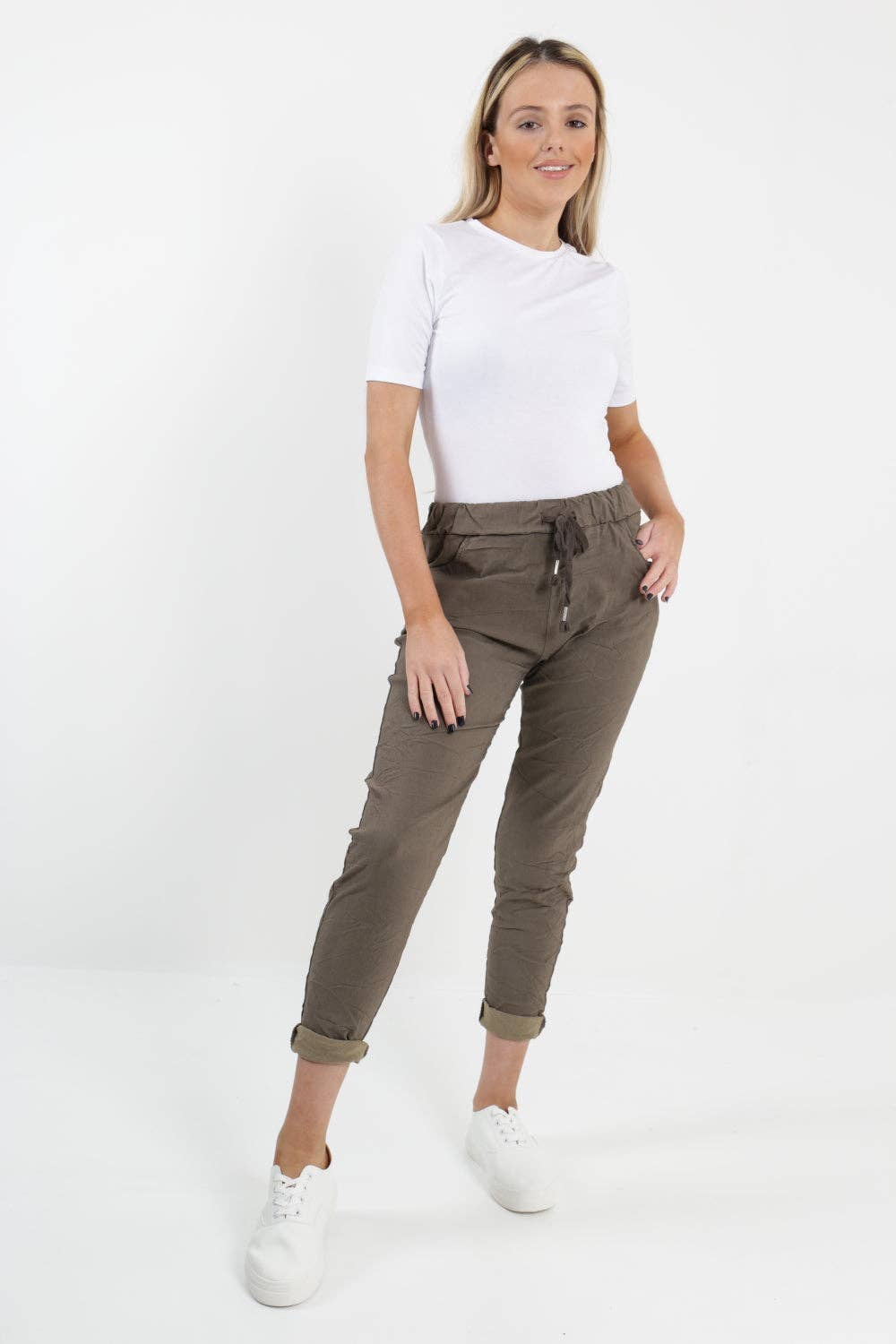 Womens Plain Magic Pants Italian Multi Colours: Black / One Size (UK 10-14)