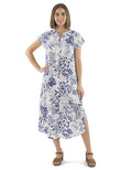 Short mid-length dresses-WOMEN-RO17716: Blue / Original boho chic midi dress with linen / S