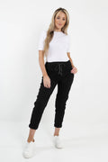 Womens Plain Magic Pants Italian Multi Colours: Black / One Size (UK 10-14)