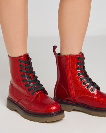 Heavenly feet vegan friendly red glitter justina boots