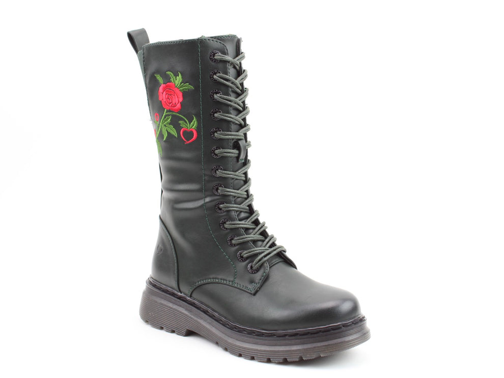 Heavenly feet avena roses  green vegan friendly boots.
