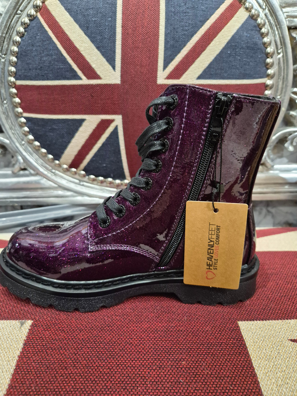 New heavenly feet purple glitter justina boots