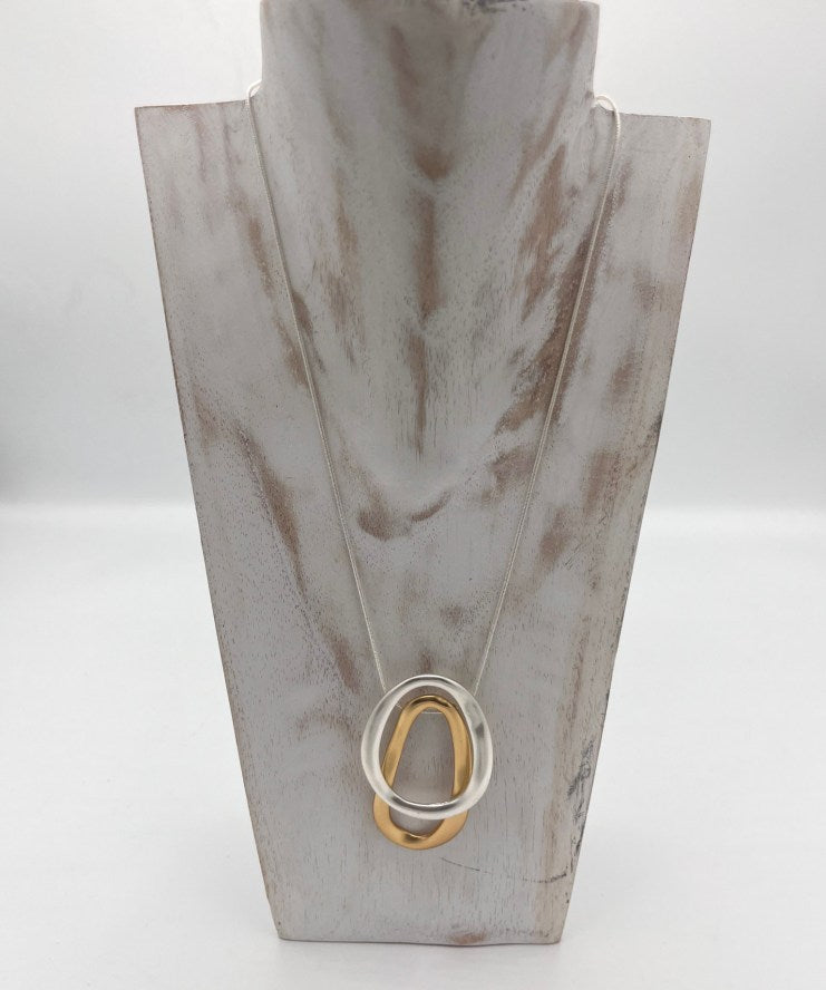 Jess & Lou Mixed Oval Pendant Necklace