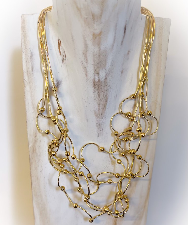 Jess & Lou Multi Strand Beaded Gold Necklace