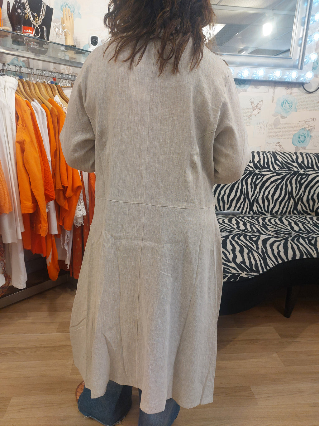 Heart grandad collar linen jacket