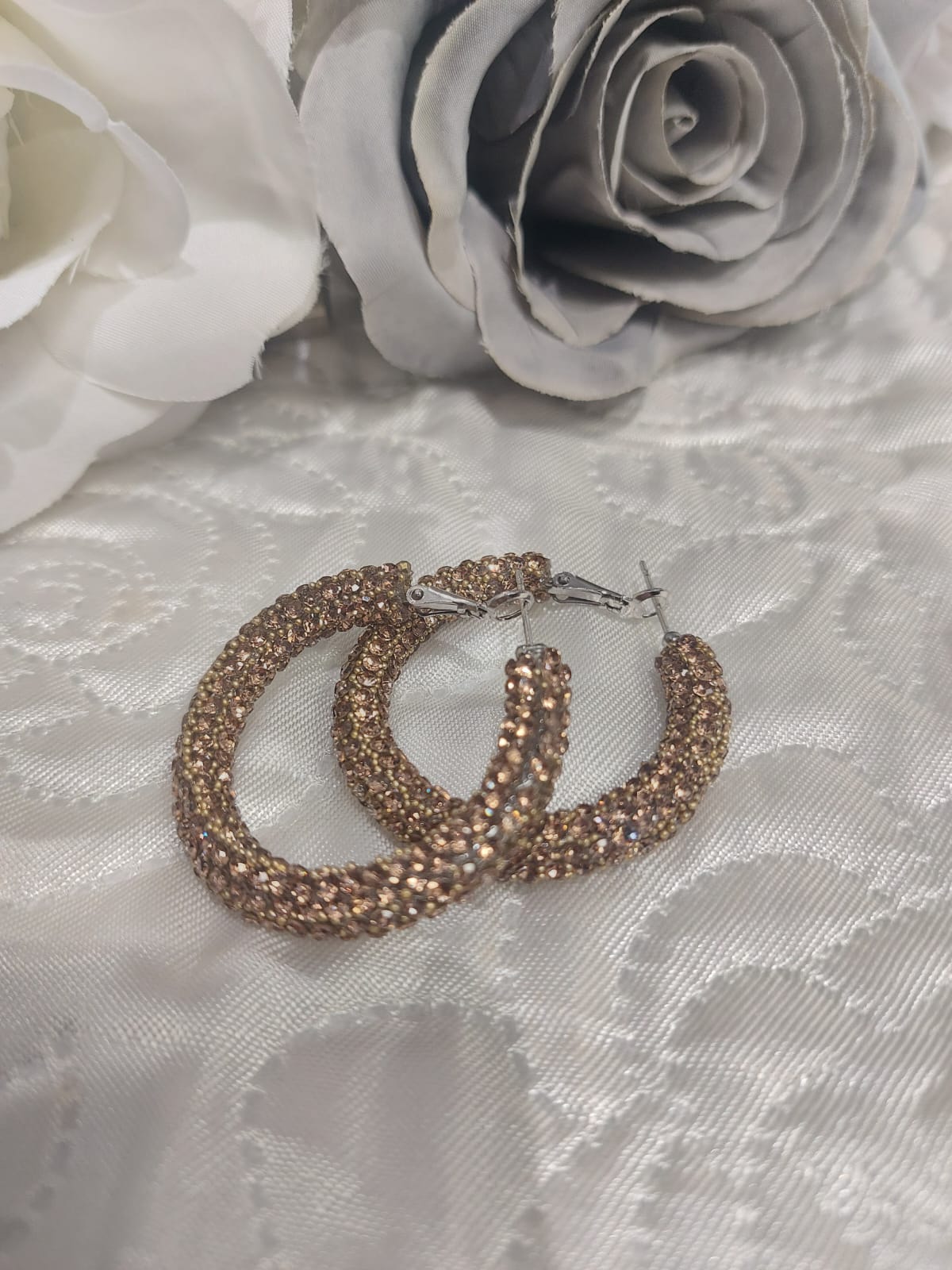 Small Gold Crystal Hoop Earrings