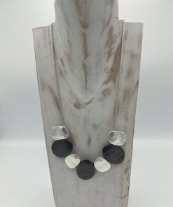 Jess & Lou Black and Silver Pebble Necklace