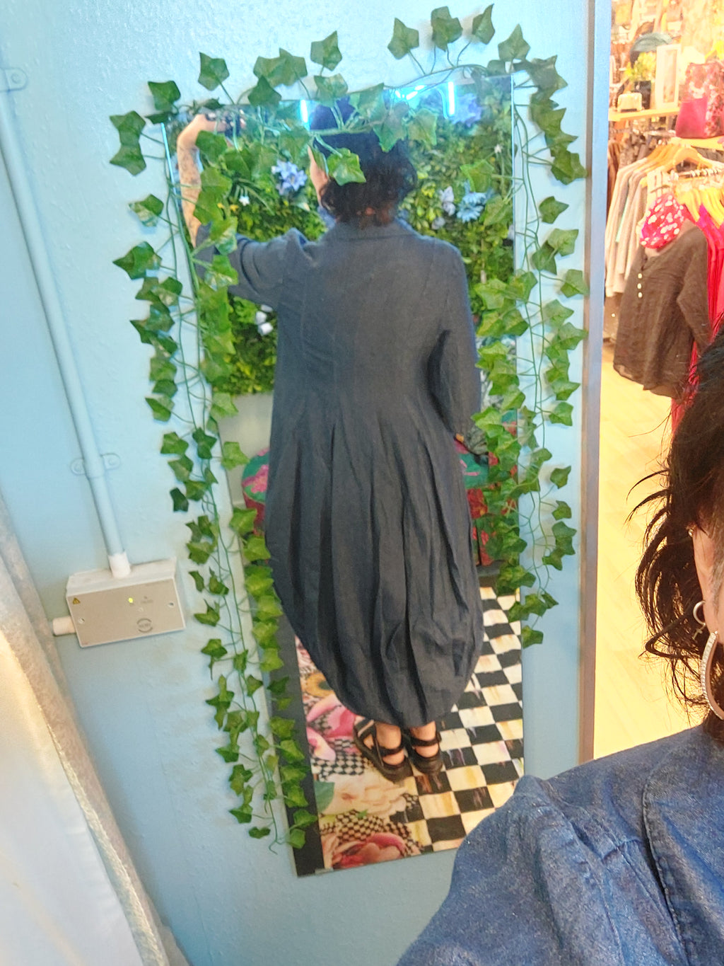 Heart long denim tulip jacket/dress.