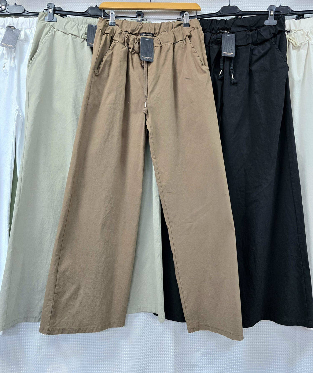 Plain Wide Leg Stretch Magic Trousers: Black