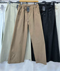 Plain Wide Leg Stretch Magic Trousers: Black