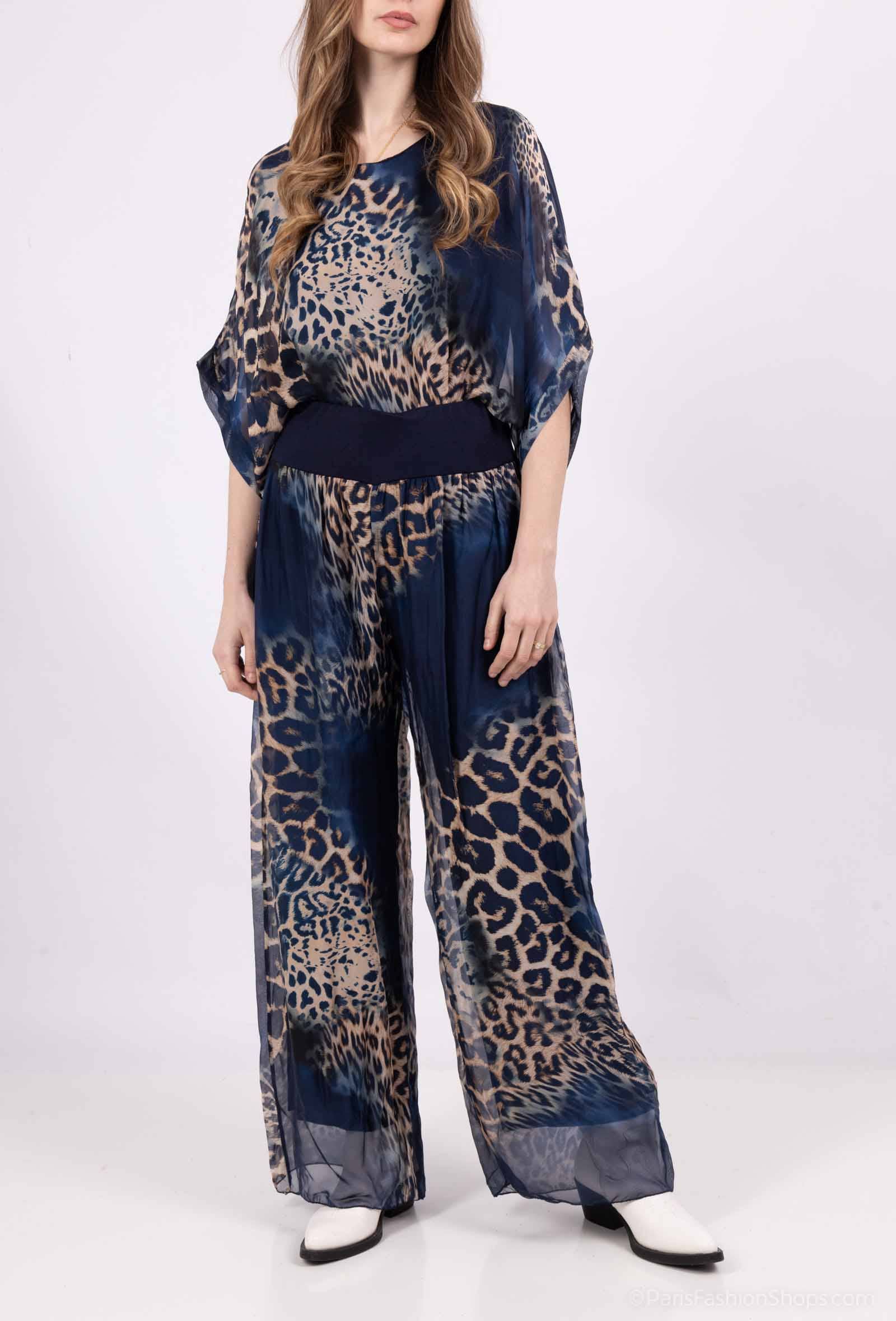 Leopard Silk Pants 20572: Jeans