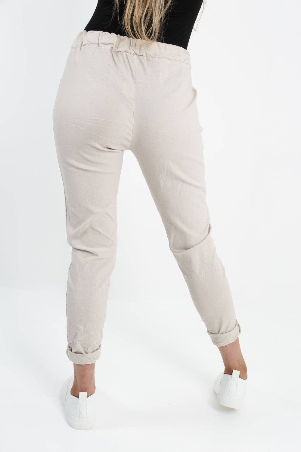 Womens Plain Magic Pants Italian Multi Colours: Camel / One Size (UK 16-20)
