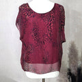 Silk blend animal fusion digital print box top (M): Wine