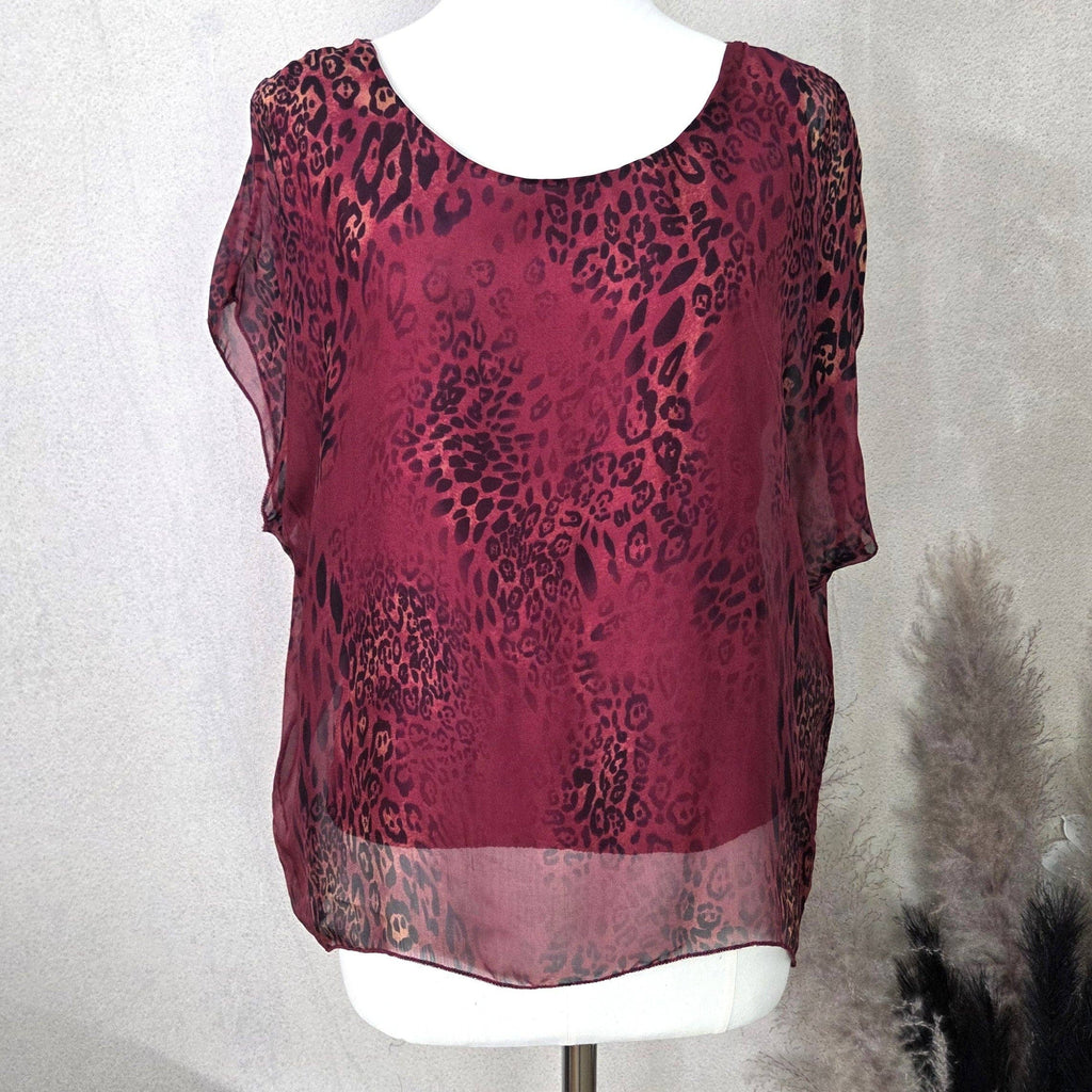 Silk blend animal fusion digital print box top (M): Dark Grey