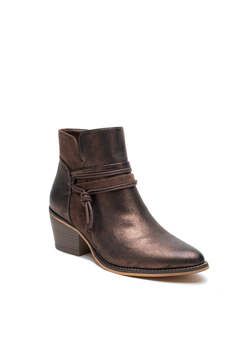 Metallic Ankle Boots with Tied Laces and Pompom (Ref: F6970): Green / 36-41 (223221)