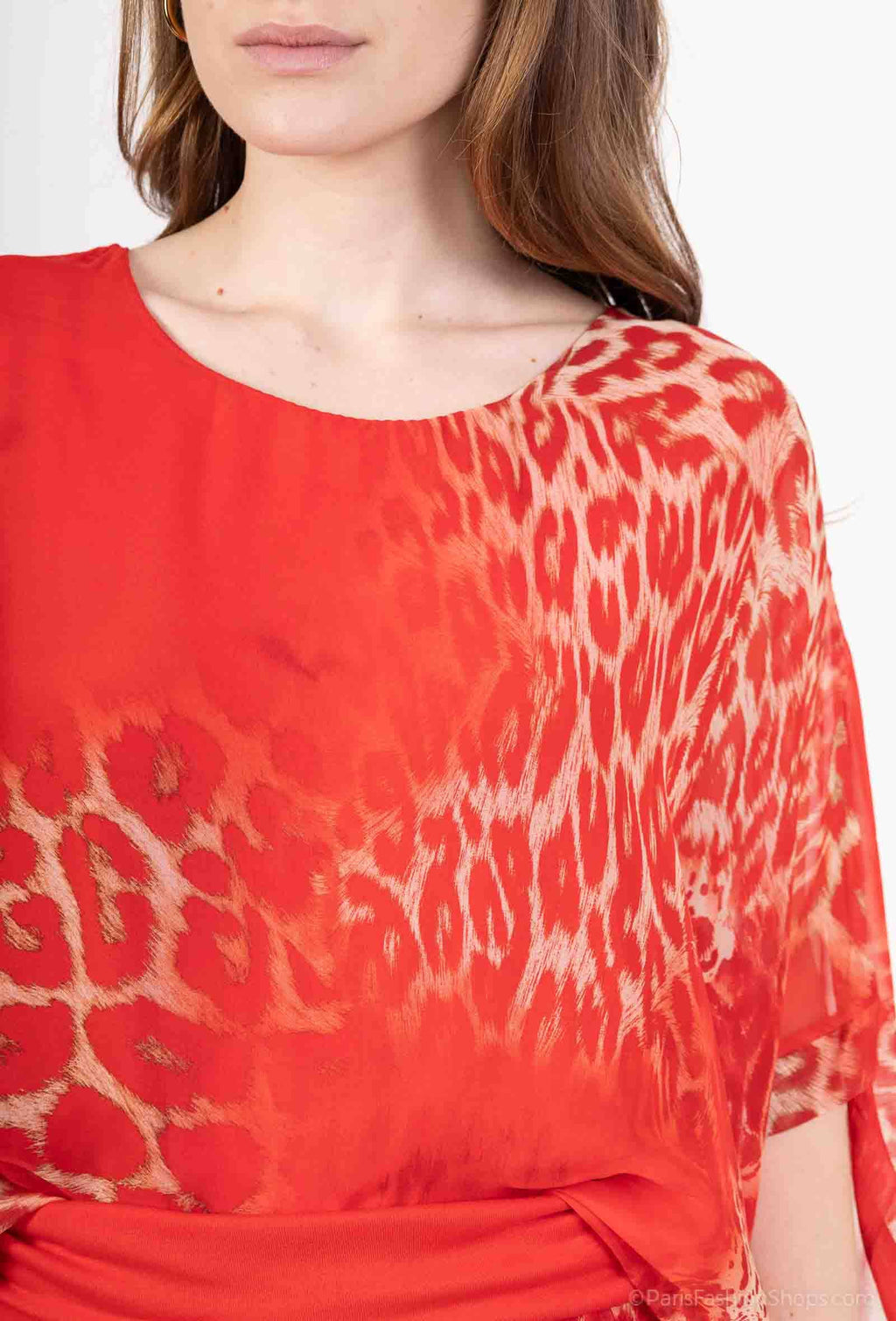 Silk Leopard Top 50491: Jeans