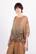 Leopard Print Silk Top 50489: 30% silk 70% viscose / Camel / One size