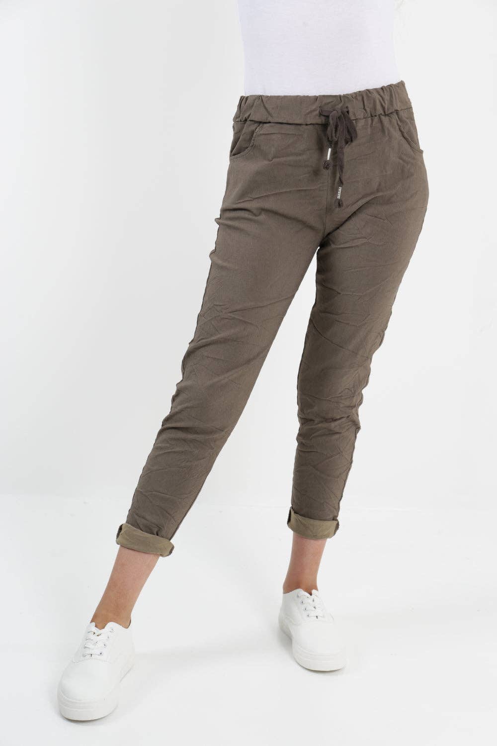 Womens Plain Magic Pants Italian Multi Colours: Chocolate / One Size (UK 16-20)