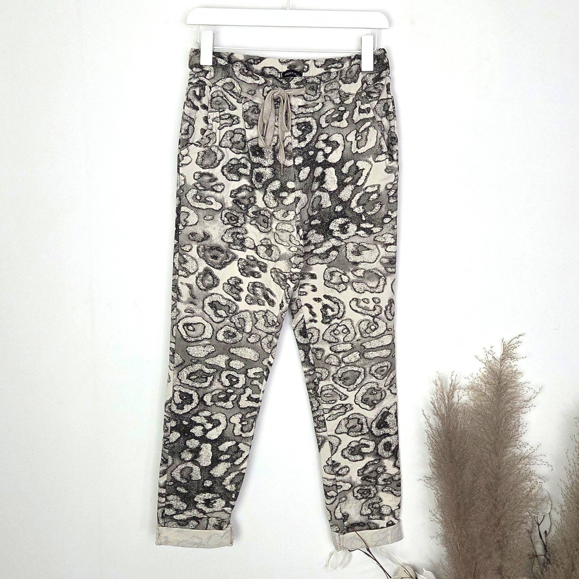 Super stretch glitter animal print trousers (M-L)