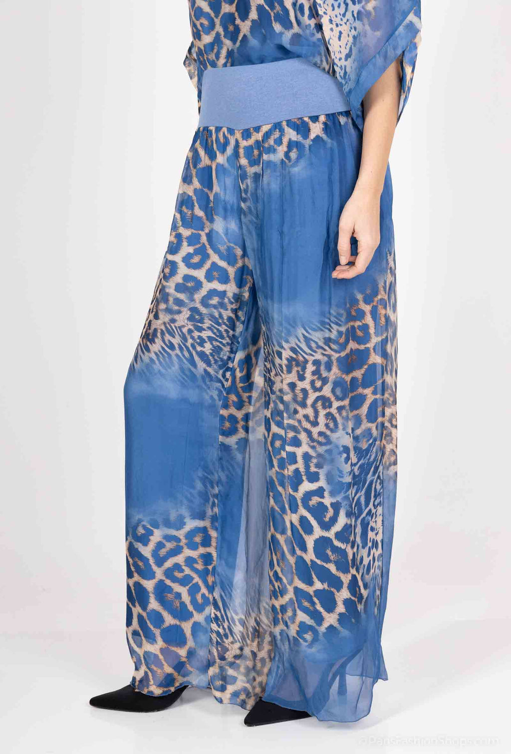 Leopard Silk Pants 20572: Khaki