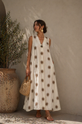 Flowing Sun‑Print Dress – Natural Elegance Sunset: Brown / M/L - L/XL