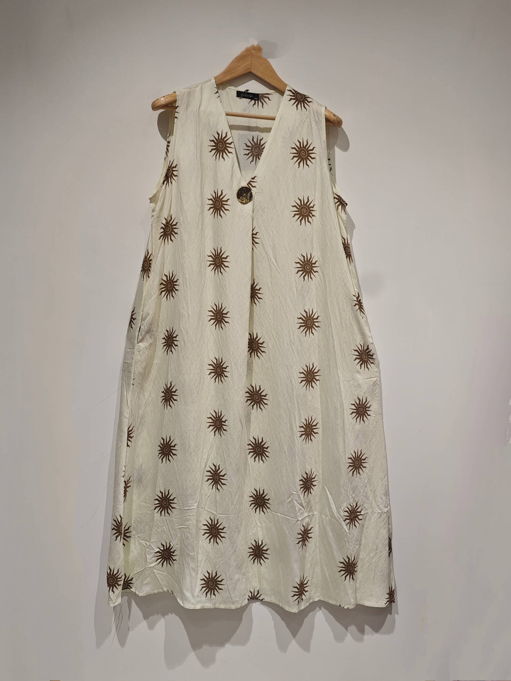 Flowing Sun‑Print Dress – Natural Elegance Sunset: Brown / M/L - L/XL