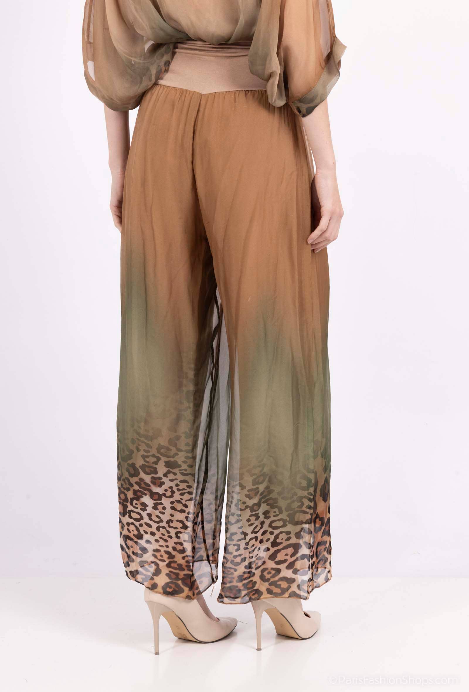 Silk Trousers 20568: Dark Blue