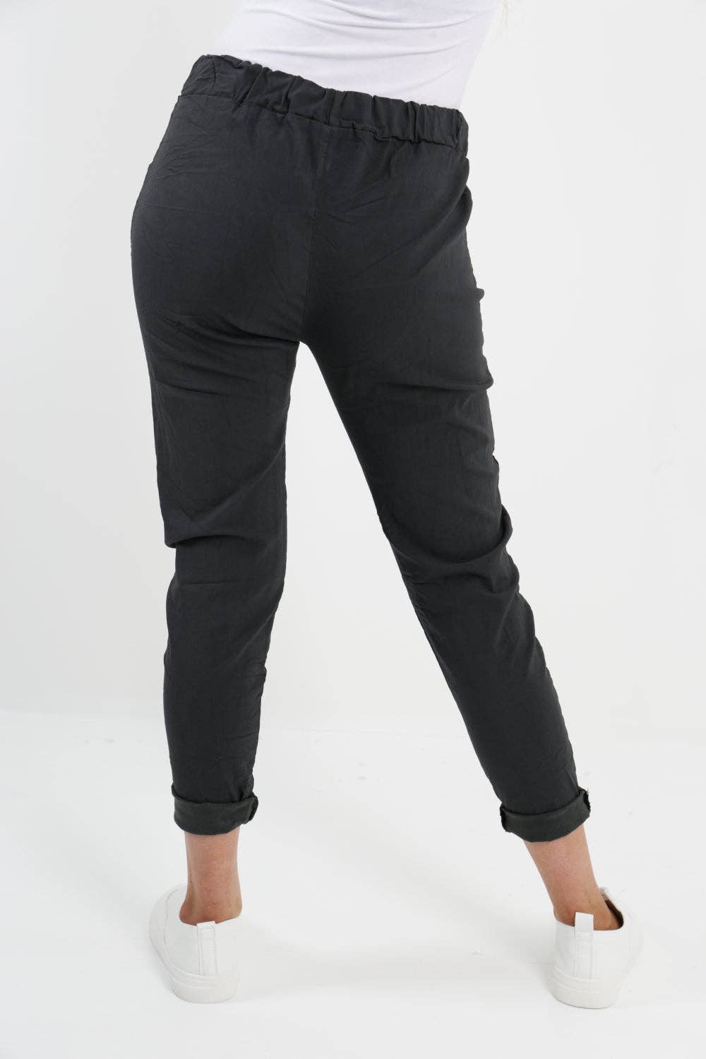 Womens Plain Magic Pants Italian Multi Colours: Black / One Size (UK 10-14)