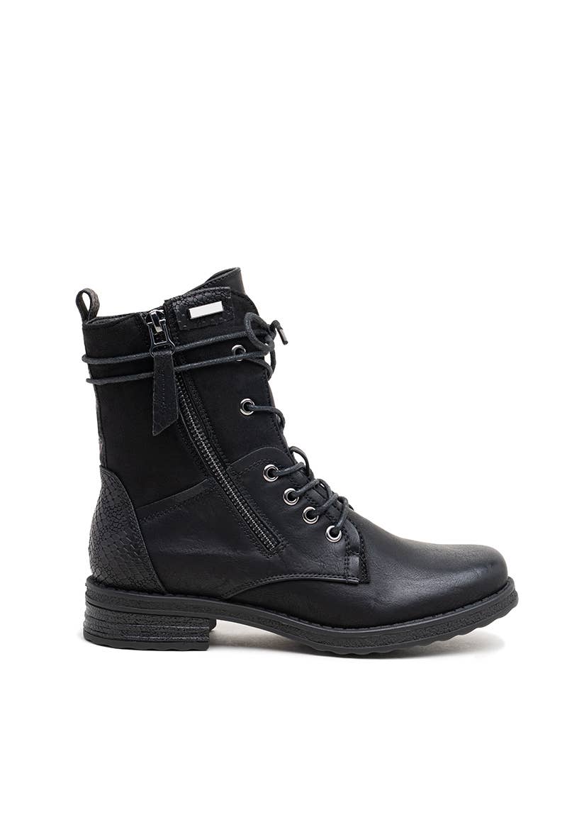 Metallic High-Top Lace-Up Boots with Zipper: Gris-Or / 36-41(123321)