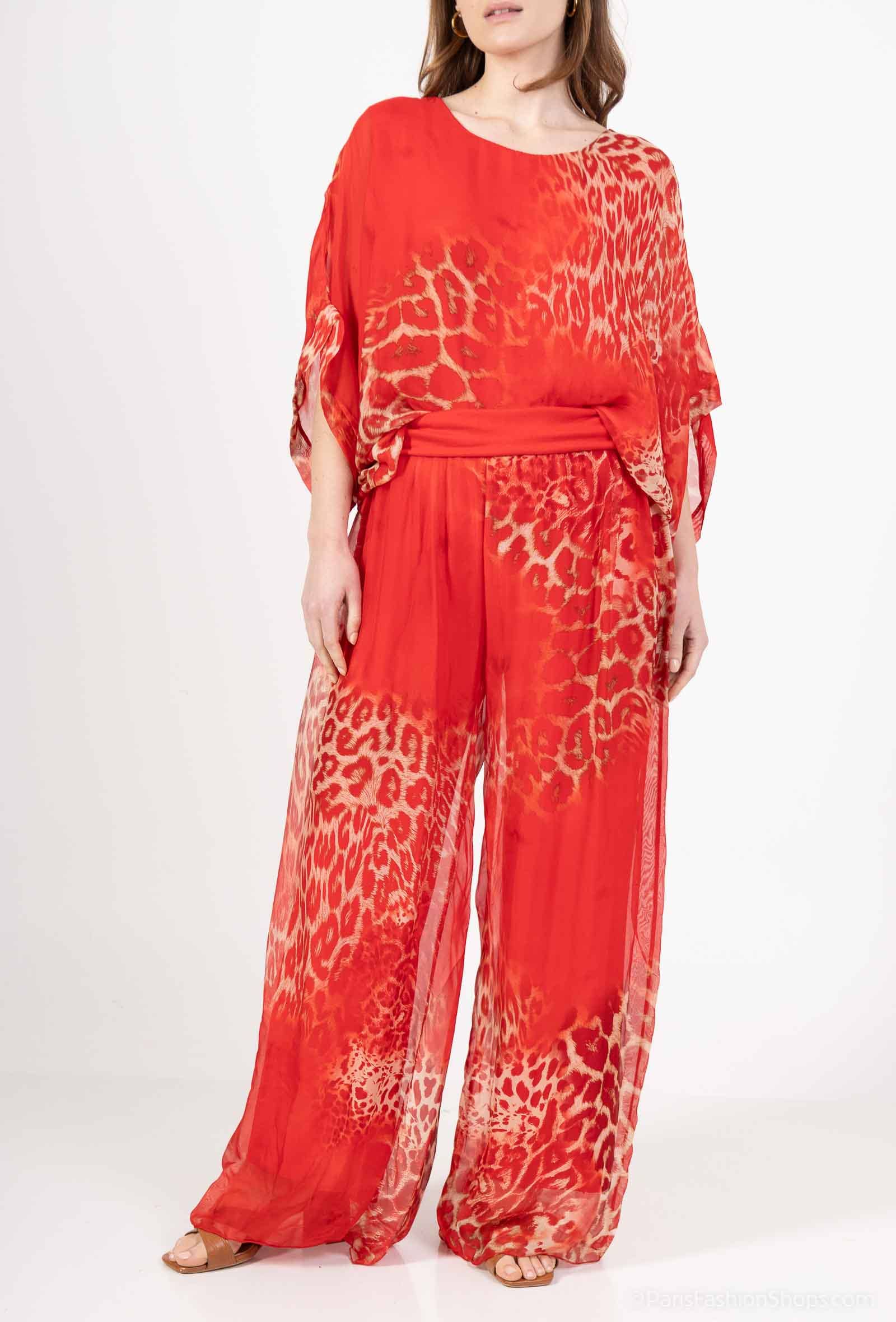 Leopard Silk Pants 20572: Jeans