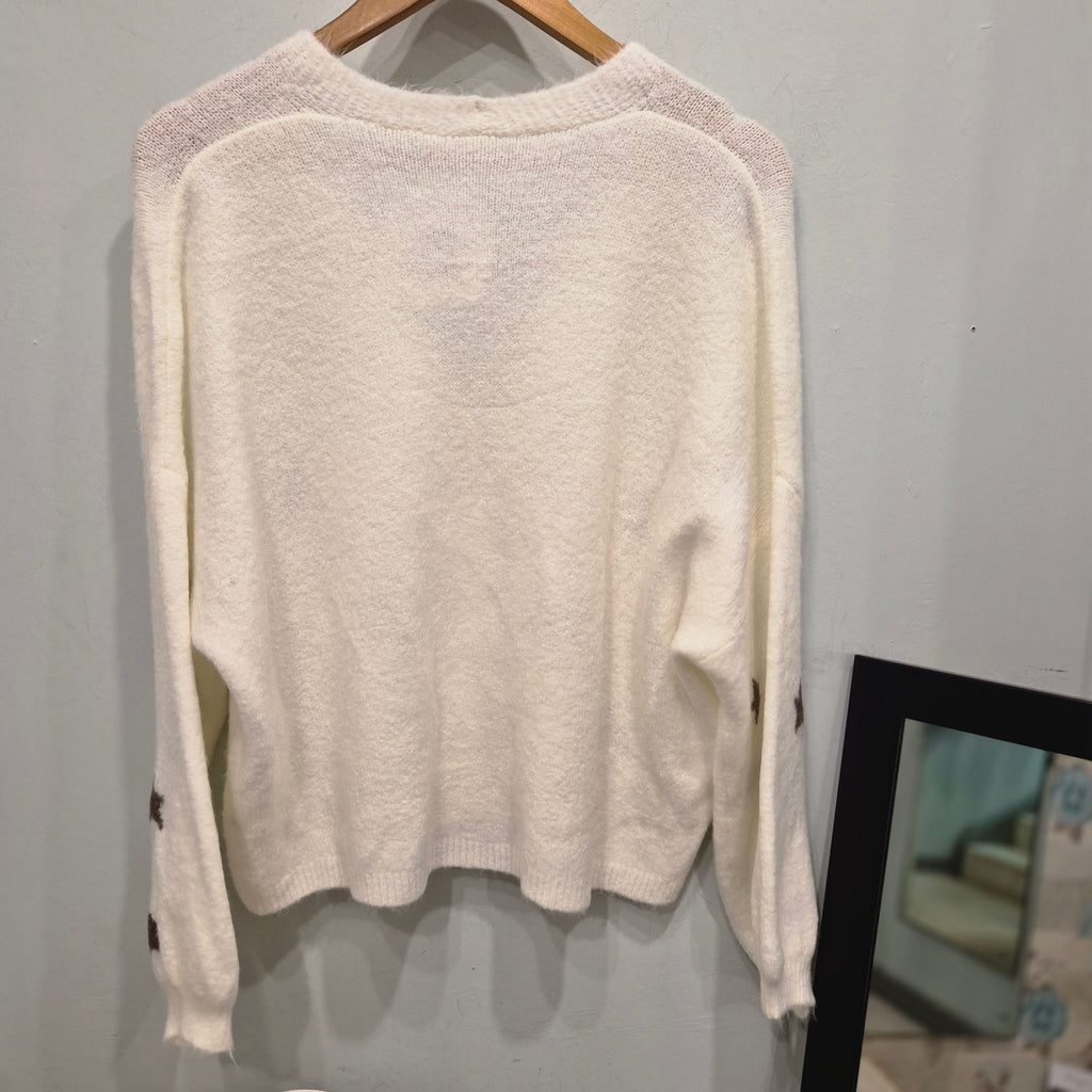 Italian white star cardigan. One size fits 8-16