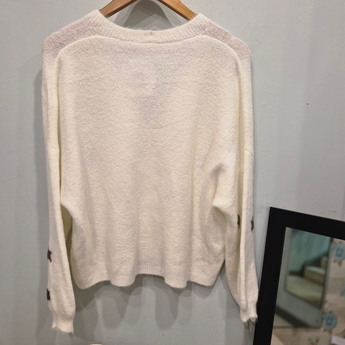 Italian white star cardigan. One size fits 8-16