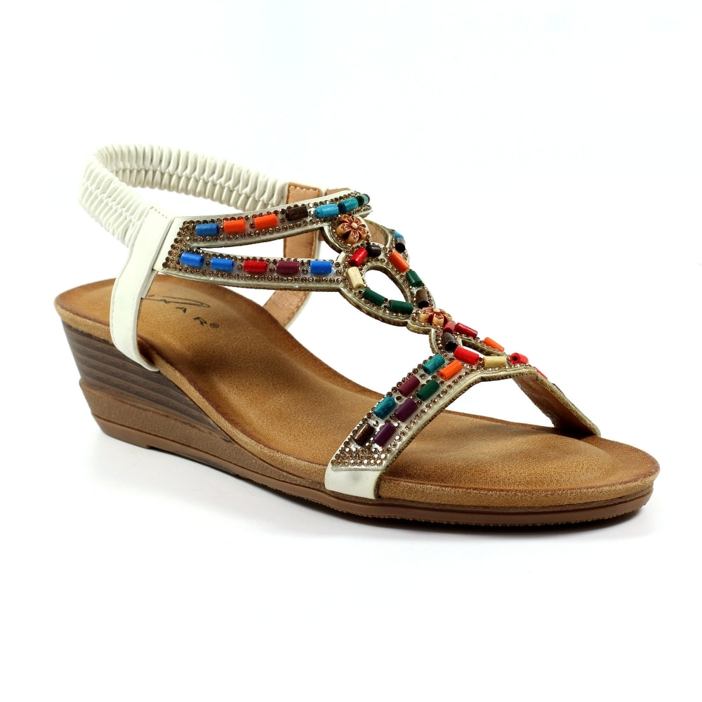 Lunar Epsom white wedge sandals