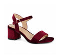 Burgundy velvet Alicia heeled sandals, evening shoes.