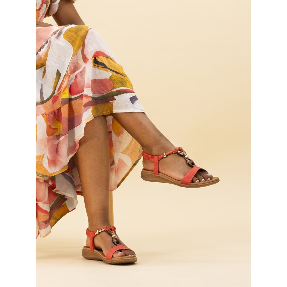 Lunar brava orange bead sandals