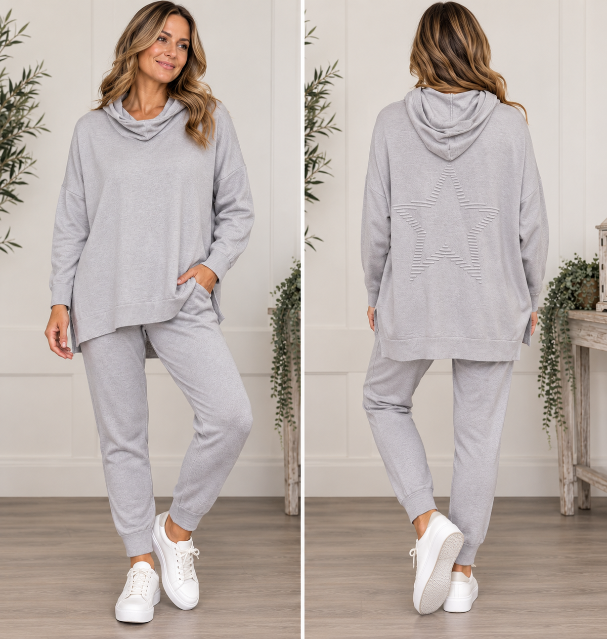Star back Grey lounge suit. Hooded top and joggers