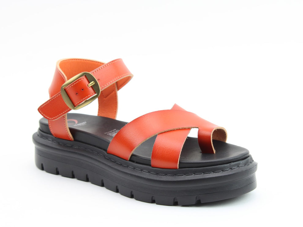 Heavenly Feet Orange Chunky Sole Comfort Sandals