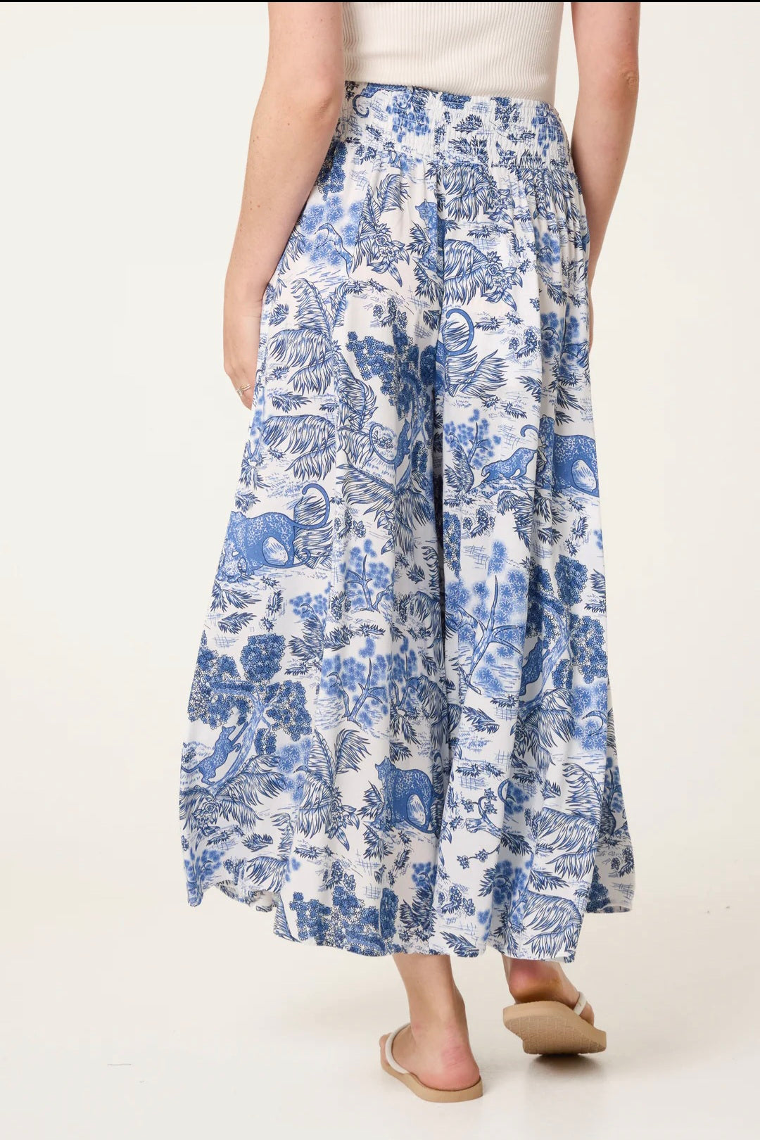 Floral palazzo trousers khaki or blue