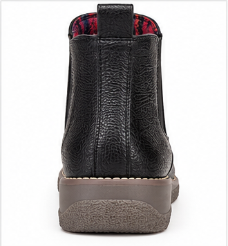 Heavenly Feet Black Leather-Look Vegan Ankle Boots